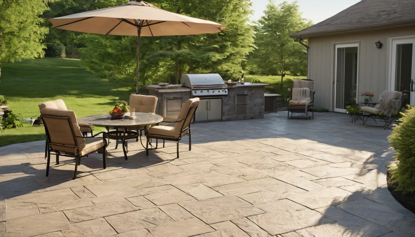 A stamped concrete patio behind a home in the Trussville area